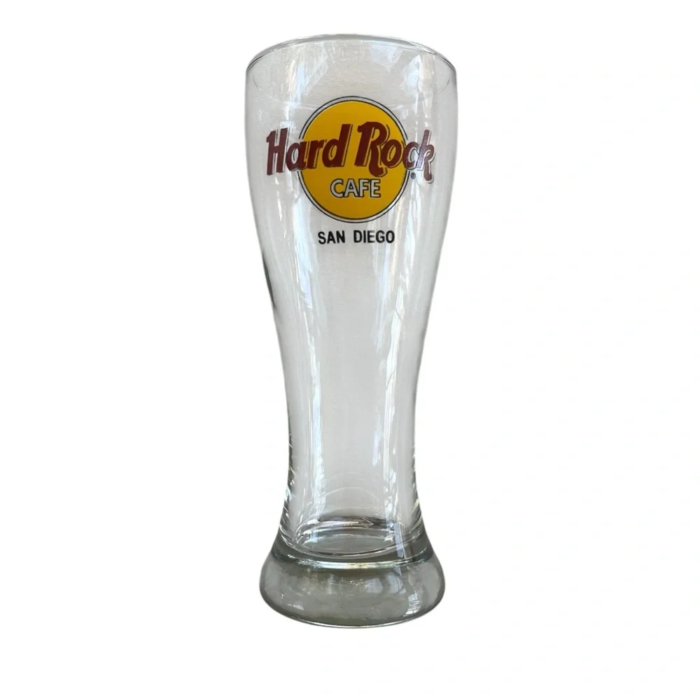 Hard Rock Cafe San Diego Tall Pilsner Beer Glass, 20‎ oz., 8.5 in., Tall Vintage
